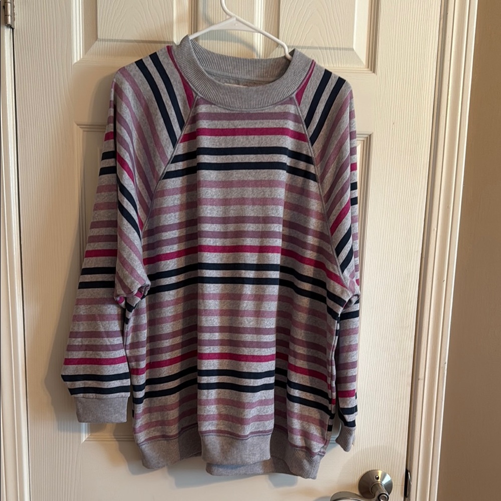 Striped Gray and Pink American Eagle Sweatshirt